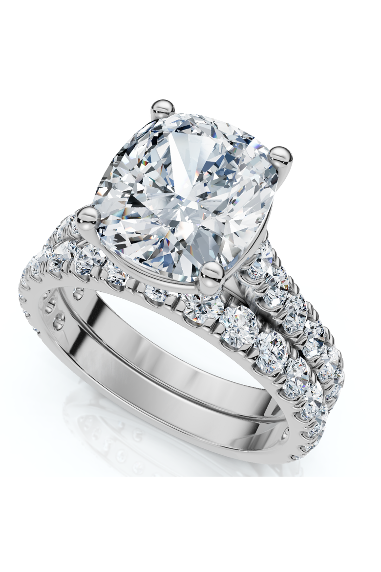 Certified 4Ct Cushion Diamond Engagement Wedding Ring Set 14k Gold/PT Lab Grown, Alternate, color, 14k White Gold