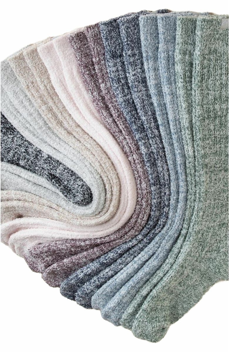 Softies Marshmallow Slouchy Socks with Grippers, Alternate, color, Heather Black