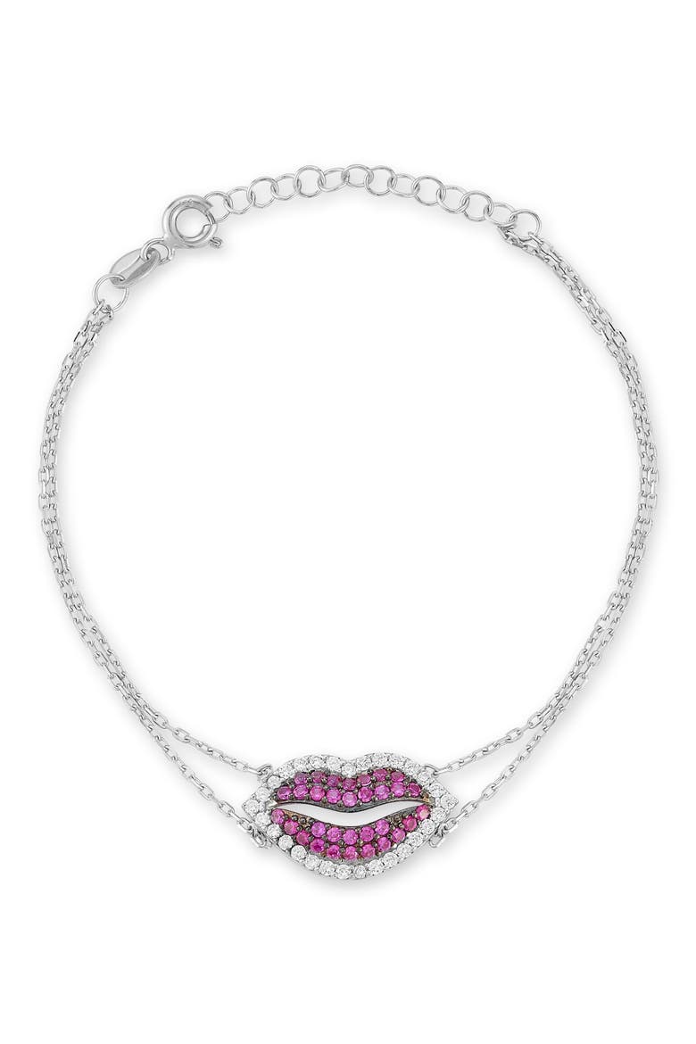 Lips Double Chain Bracelet, Main, color, SILVER