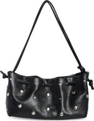 BCBG Studded Drawstring Faux Leather Shoulder Bag