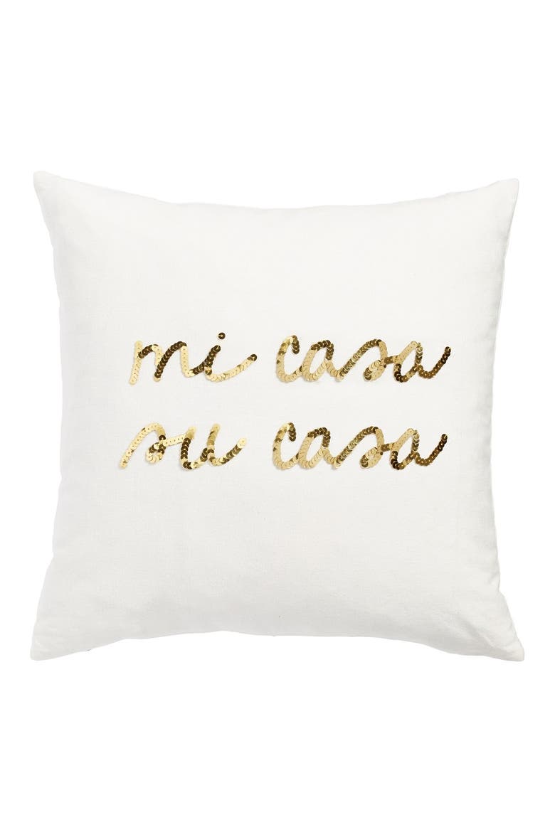 'Mi Casa, Su Casa' Pillow, Main, color, NATURAL