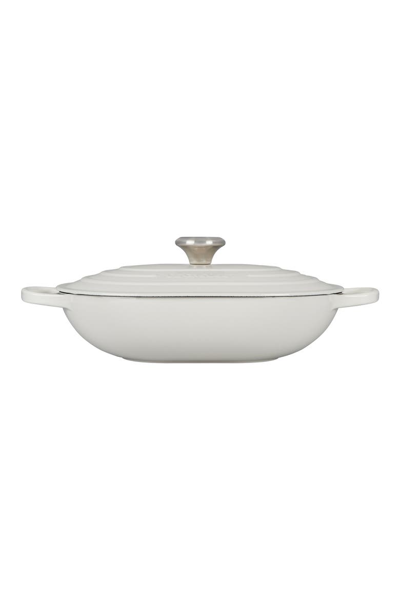 3.75-Quart Oval Enameled Cast Iron Casserole, Alternate, color, WHITE