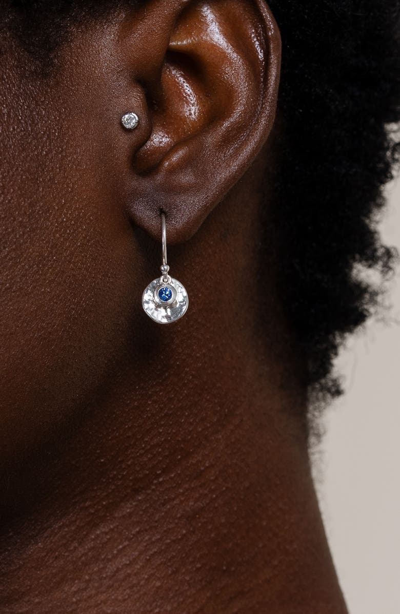 Dower & Hall Hammered Disc & Blue Sapphire Array Earrings, Alternate, color, Sterling Silver