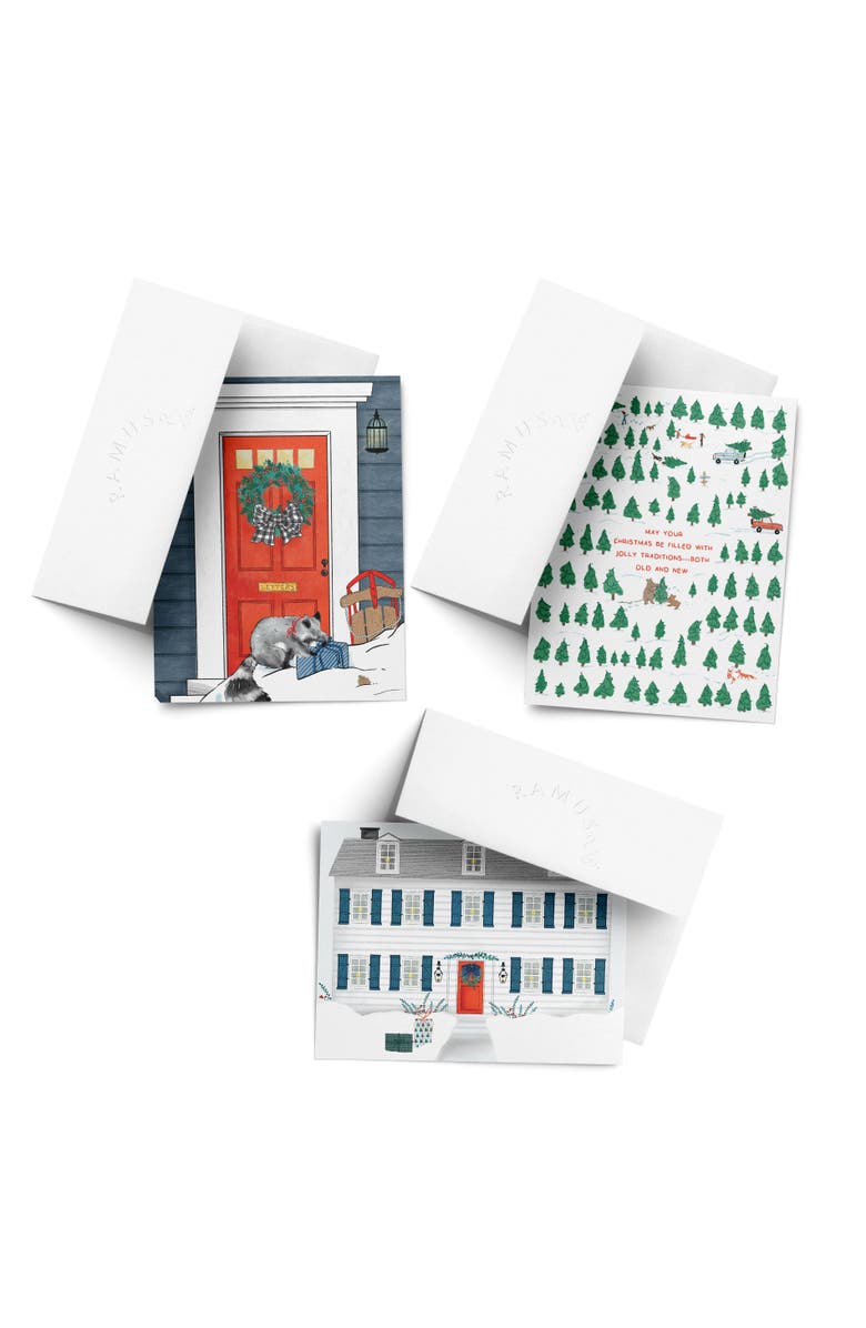 Ramus & Co Traditions, Winter House, Racoon Gift Winter/Holiday/Christmas Greeting Card Pack Sets, Main, color, Multi-Pack