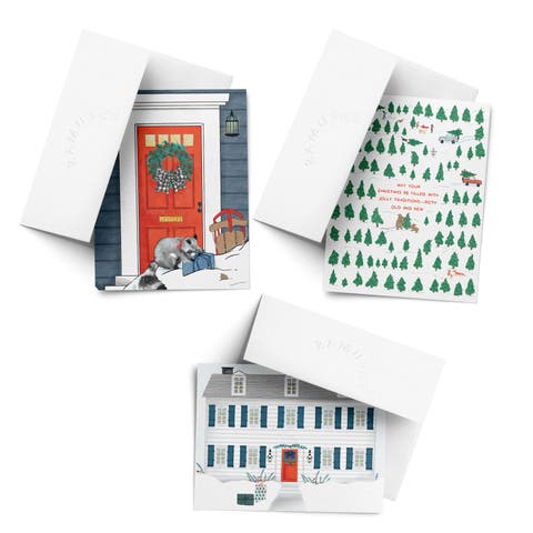 Traditions, Winter House, Racoon Gift Winter/Holiday/Christmas Greeting Card Pack Sets (3 ct, Assorted)