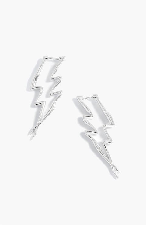 Maxi Lightning Earrings In Silver