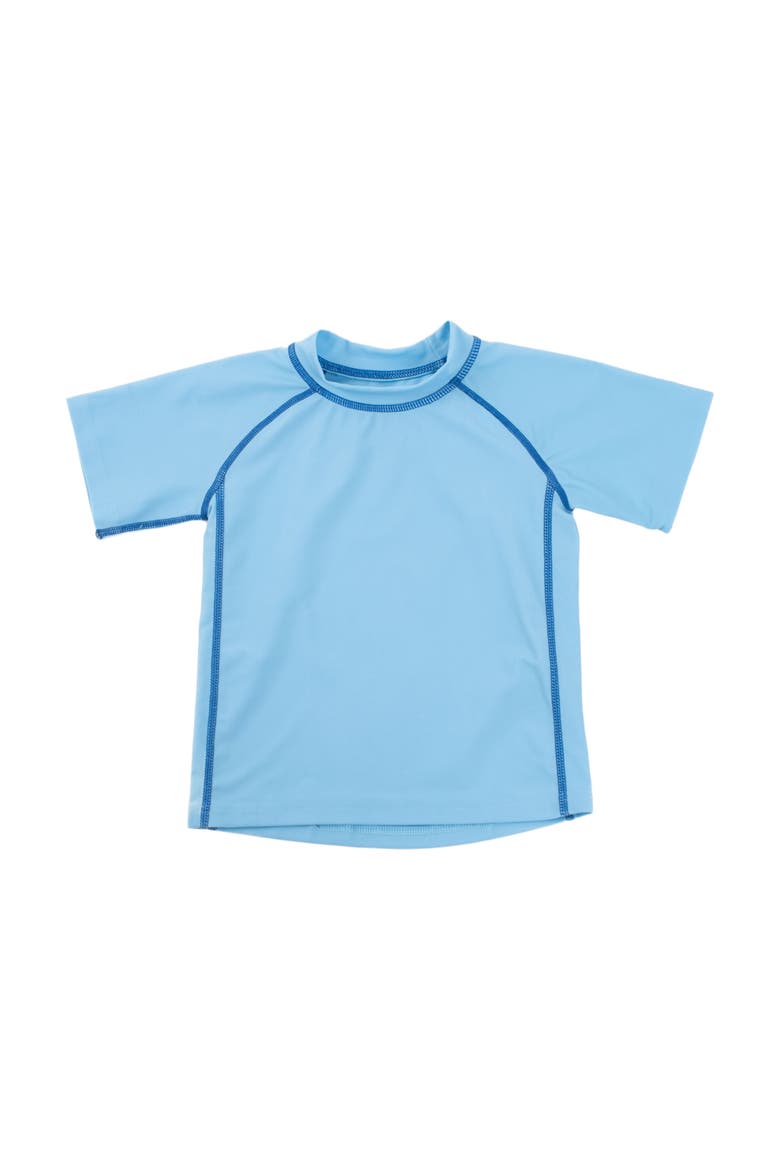 Kids Short Sleeve Rash Guard, UPF 50+ Swim Shirt, Main, color, BLUE