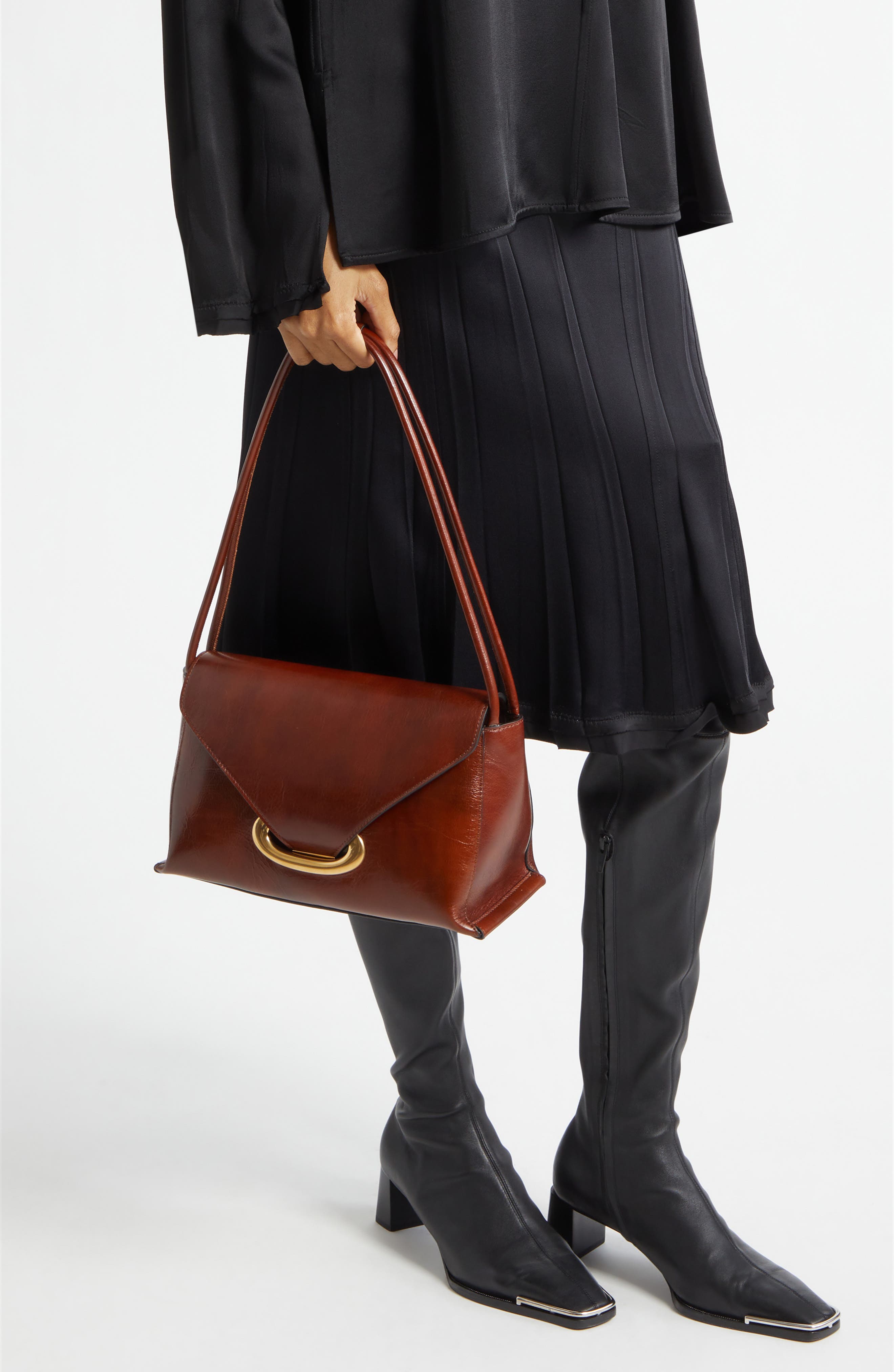 Wandler Veneto Leather Shoulder Bag, Alternate, color, Palissander Glaze 1775