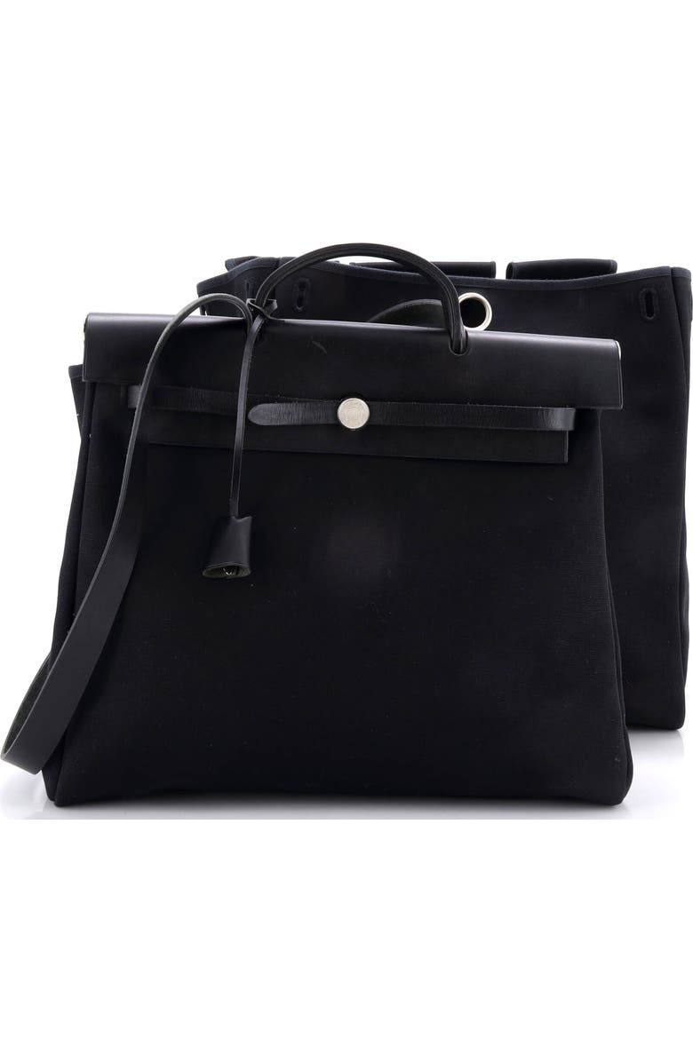 Pre-Owned Hermes Herbag Toile and Leather MM, Alternate, color, Noir