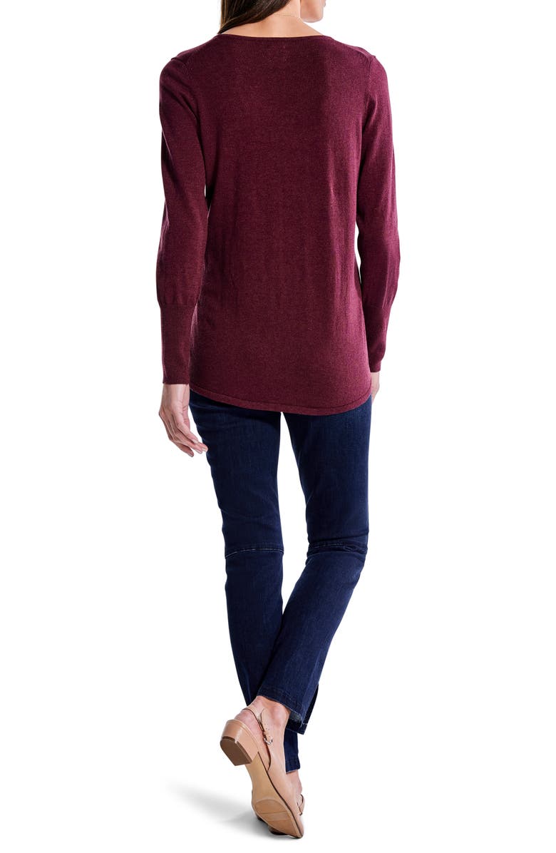 NIC+ZOE Vital V-Neck Sweater, Alternate, color, Port