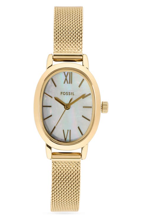 Penny Mother-of-Pearl Mesh Bracelet Watch, 23mm