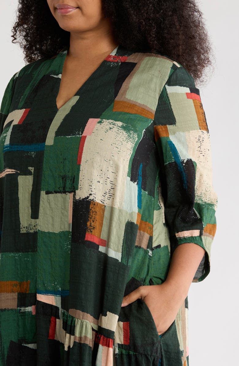 Seasalt Cornwall Windblown Geo Print Organic Cotton Blend Midi Dress, Alternate, color, 