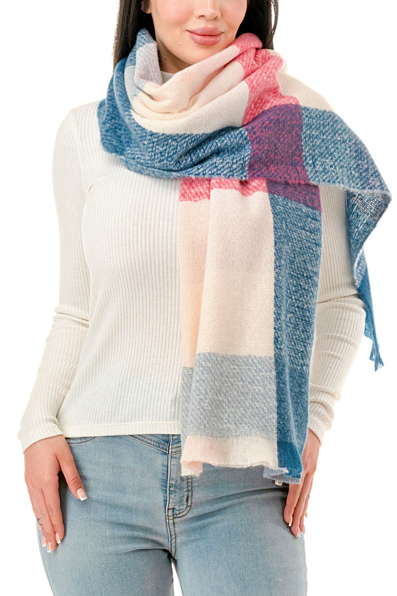 Plaid Scarf, Main, color, PINK