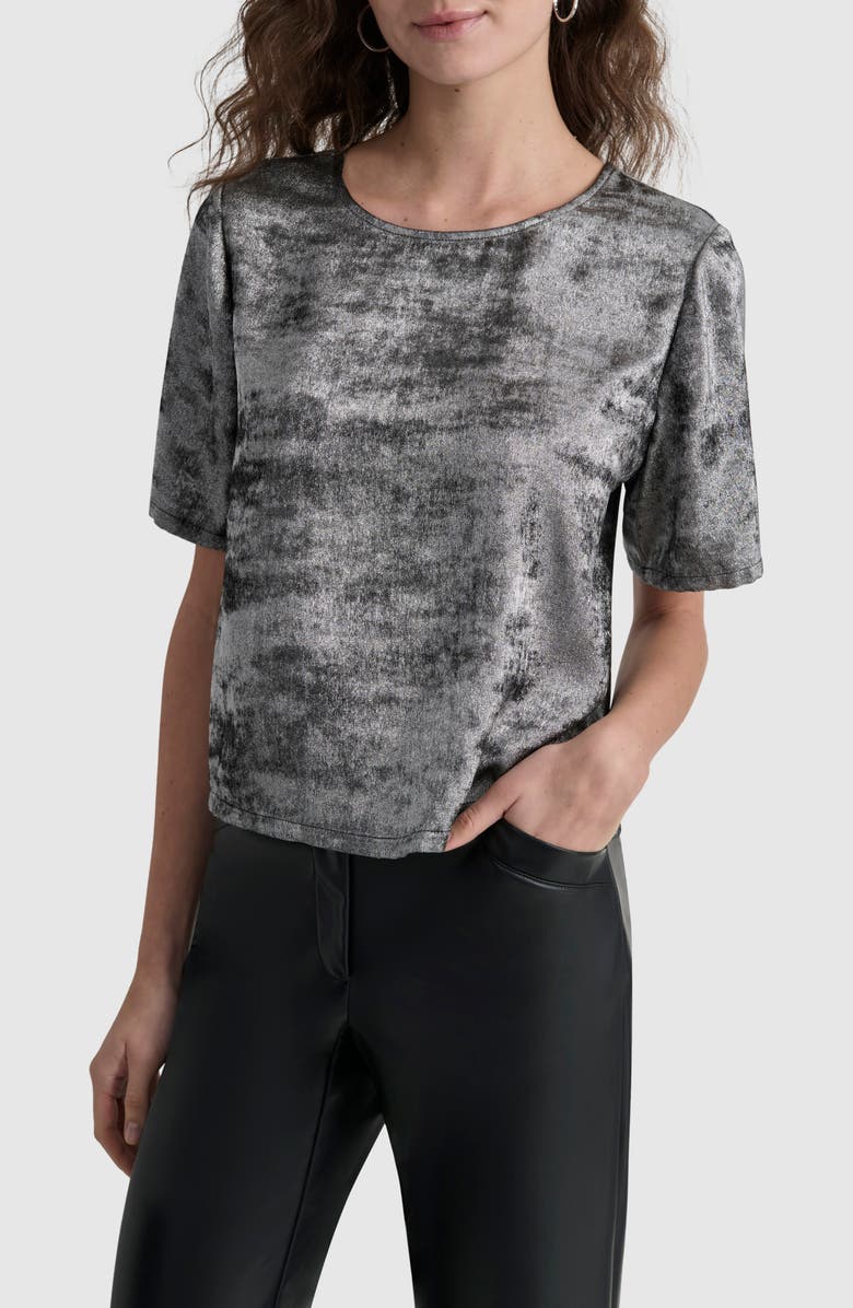 DKNY Liquid Velvet Elbow Sleeve Top, Main, color,