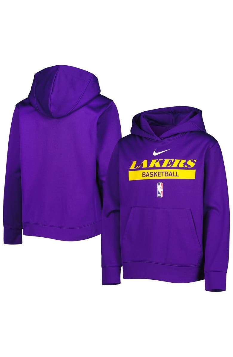 Nike Youth Nike Purple Los Angeles Lakers Spotlight Practice Performance Pullover Hoodie, Main, color, 