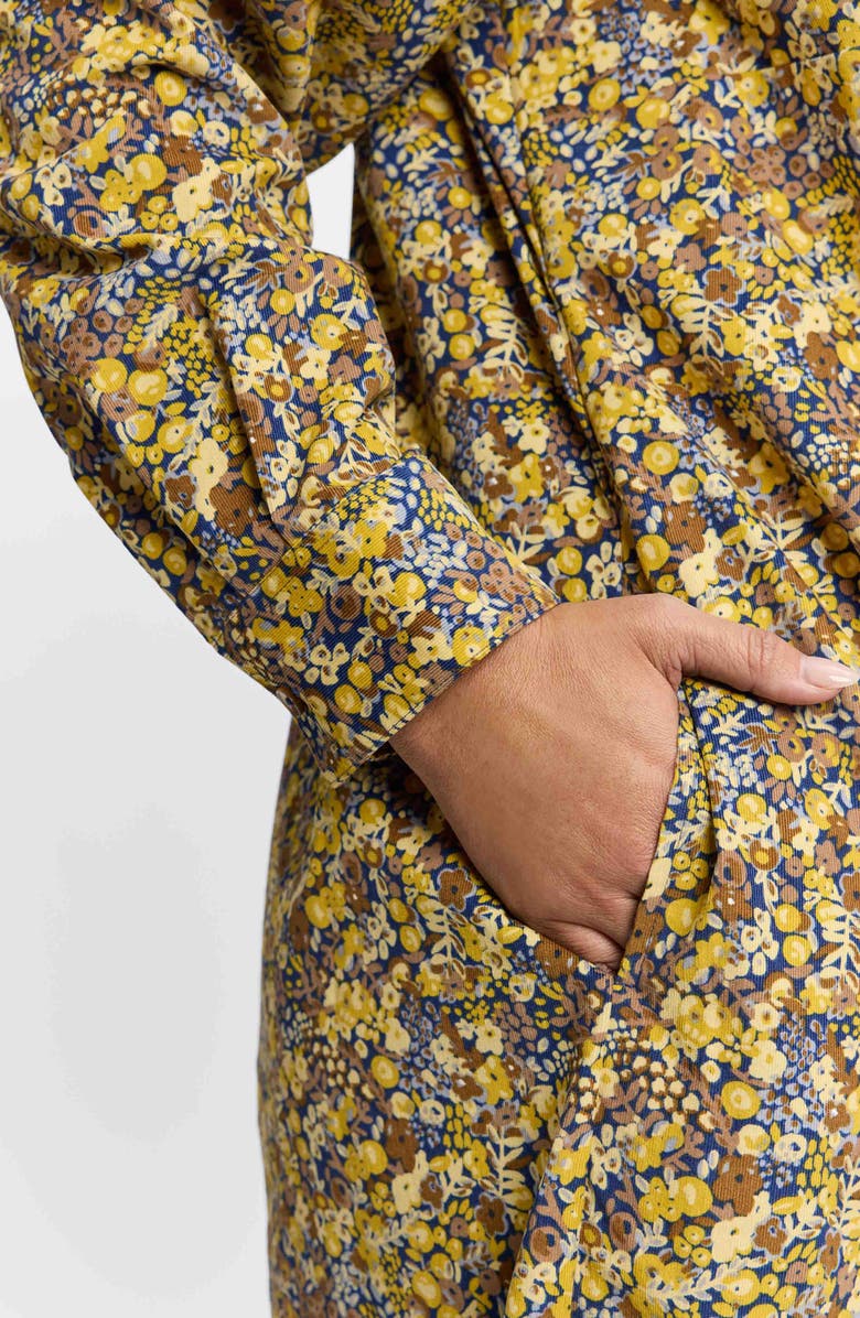 Foxcroft Sloane Ditsy Floral Long Sleeve Shirtdress, Alternate, color, Yellow