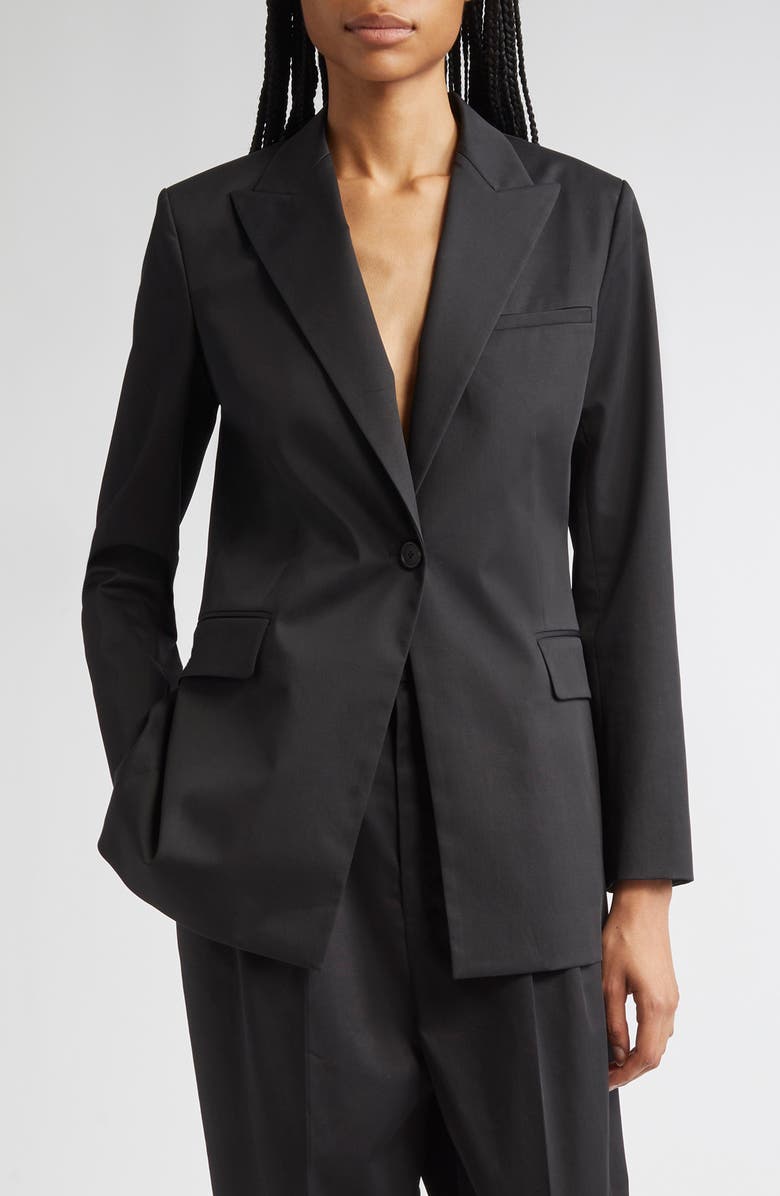 PARTOW Bow Cotton Stretch Twill Blazer, Main, color, Black