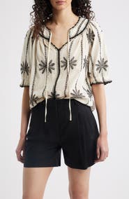 Rails Belina Embroidered Elbow Sleeve Top