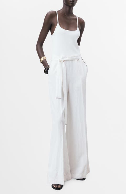 Tie Waist Wide Leg Jumpsuit