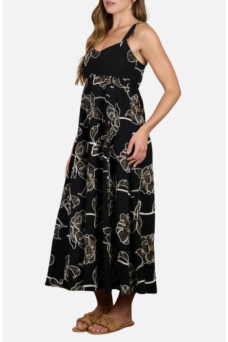Floral Embroidered Sleeveless Maxi Dress, Alternate, color, BLACK