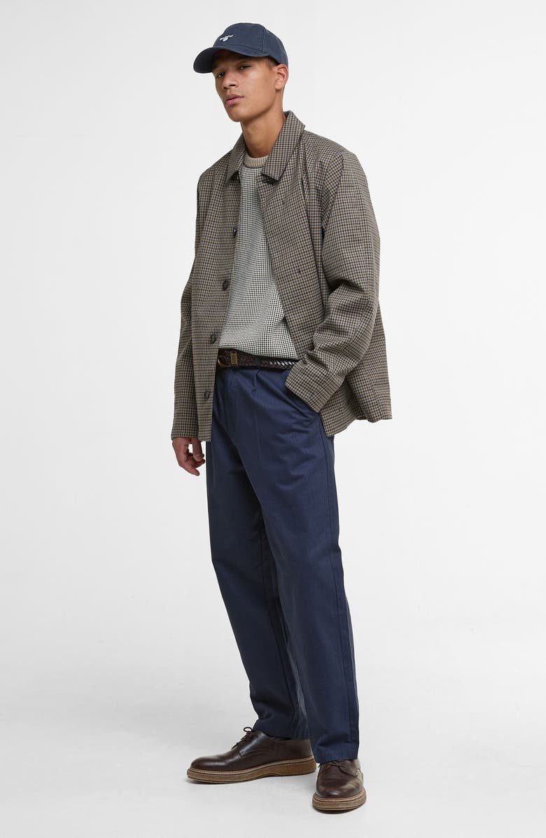 Barbour Loden Waterproof Short Check Twill Jacket, Alternate, color, Stone/ Navy Check