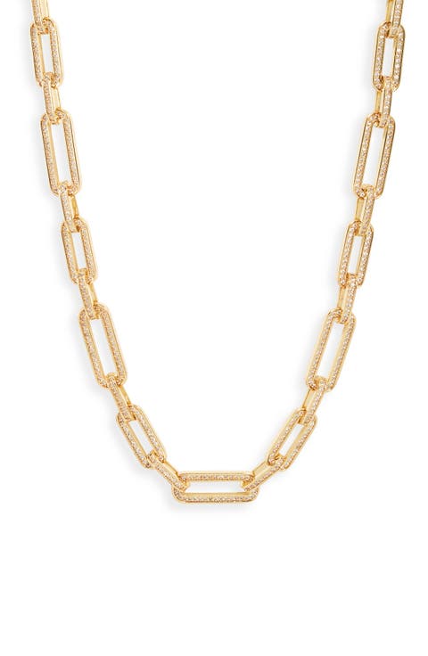 Pavé Paper Clip Link Chain Necklace