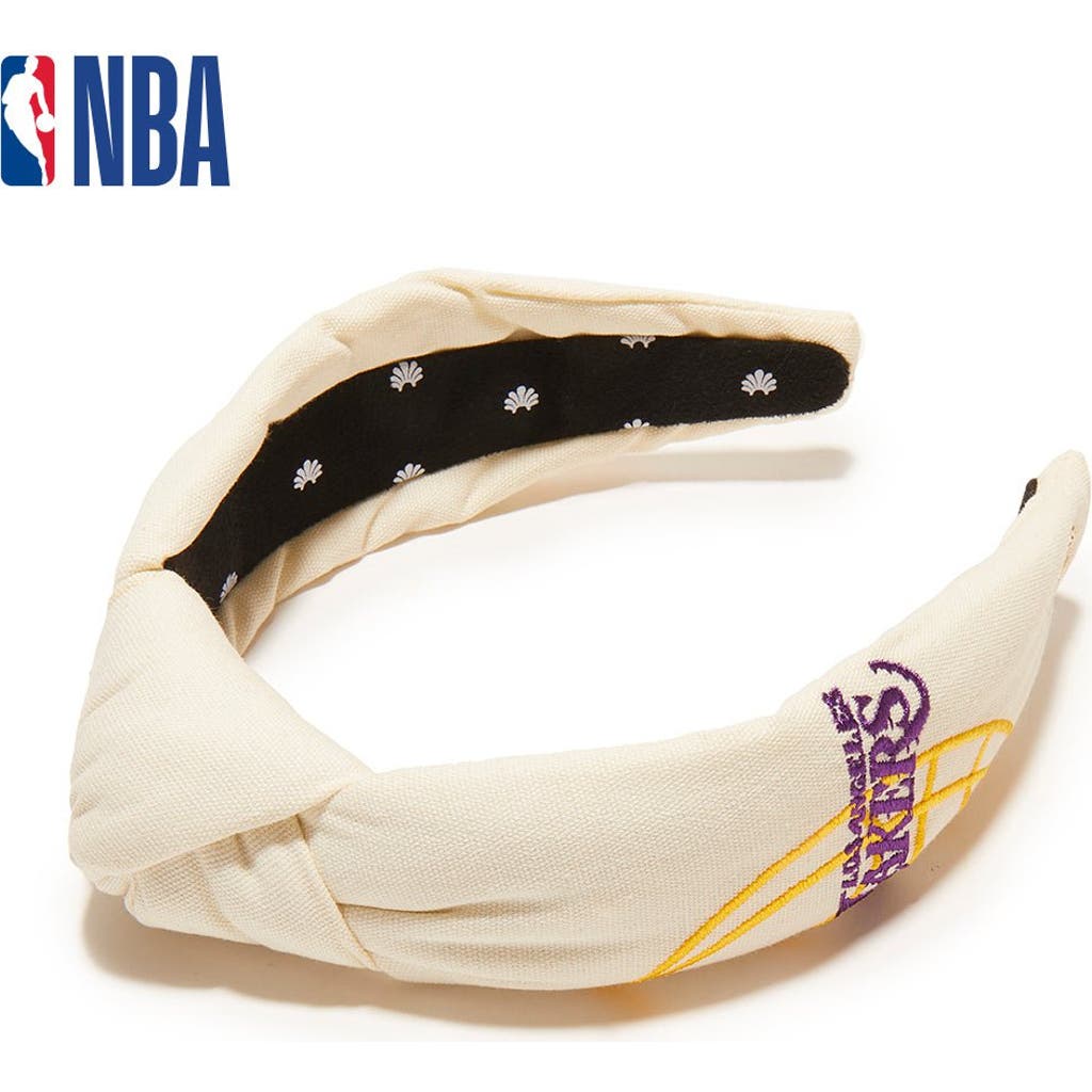 Lele Sadoughi Nba La Lakers Embroidered Headband In Nude