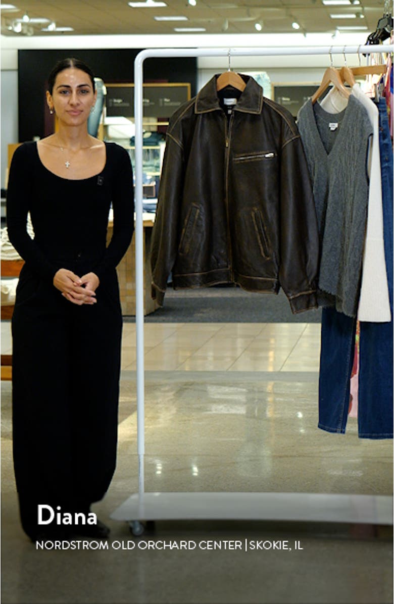 Veda Marco Oversize Leather Bomber Jacket, sales video thumbnail