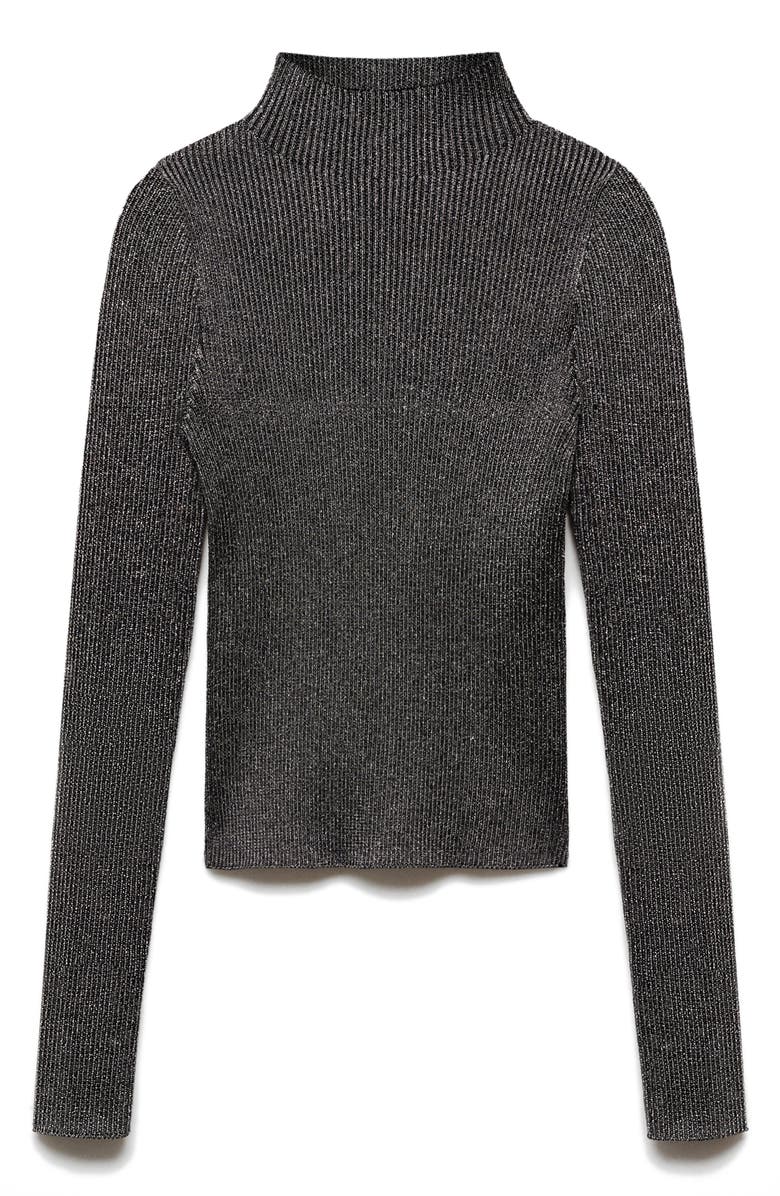 MANGO Metallic Rib Mock Neck Sweater, Alternate, color, 