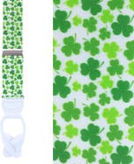 Trafalgar White Shamrock Silk Button End Suspenders
