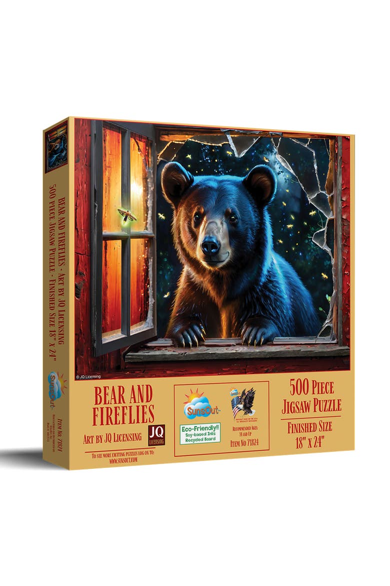 Bear and Fireflies 500 piece Jigsaw Puzzle for Adults, Main, color, Multicolor