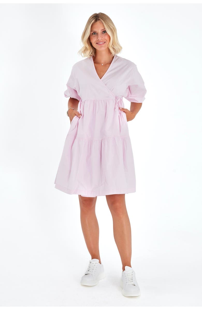 Accouchée Waterfall Tie Waist A-Line Maternity/Nursing Wrap Dress, Alternate, color, Pink