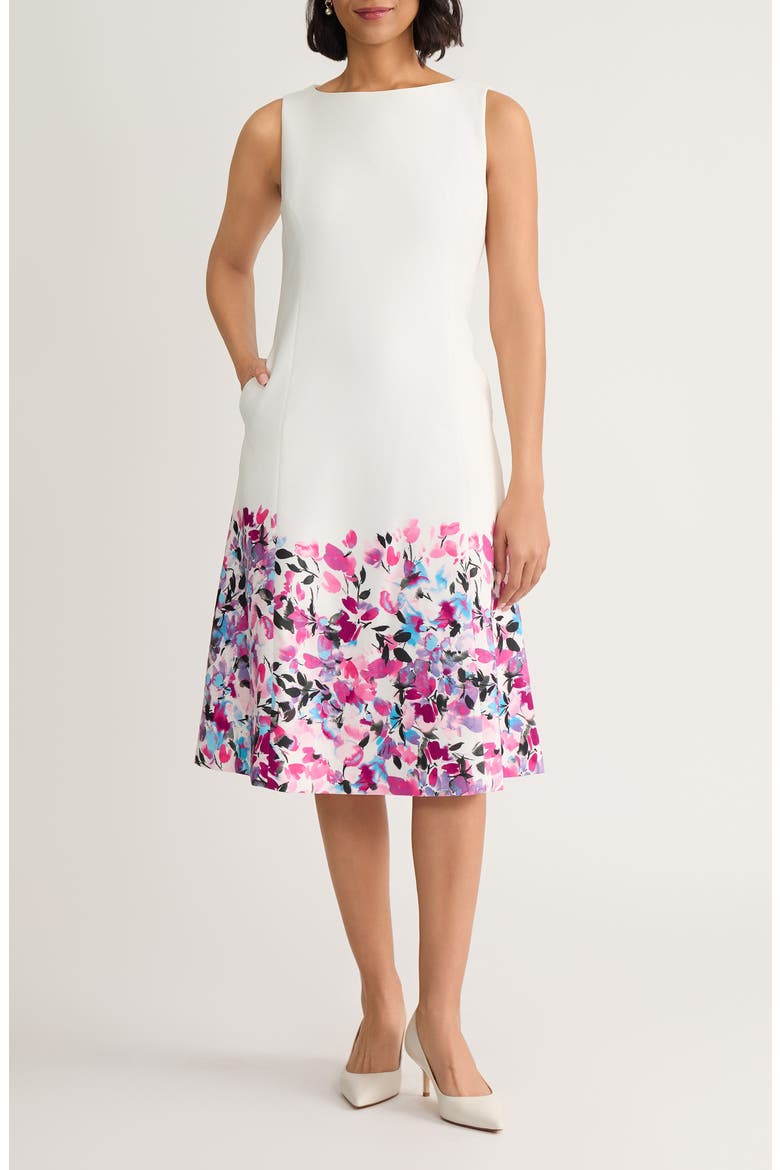 Paneled Princess Seam Sleeveless A-Line Dress, Main, color, LILY WHITE MULT