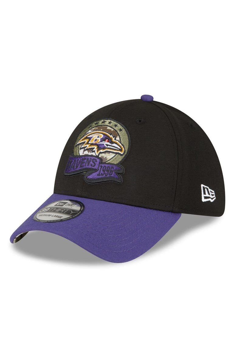 Men's New Era Black/Purple Baltimore Ravens 2022 Salute To Service 39THIRTY Flex Hat, Alternate, color, Black