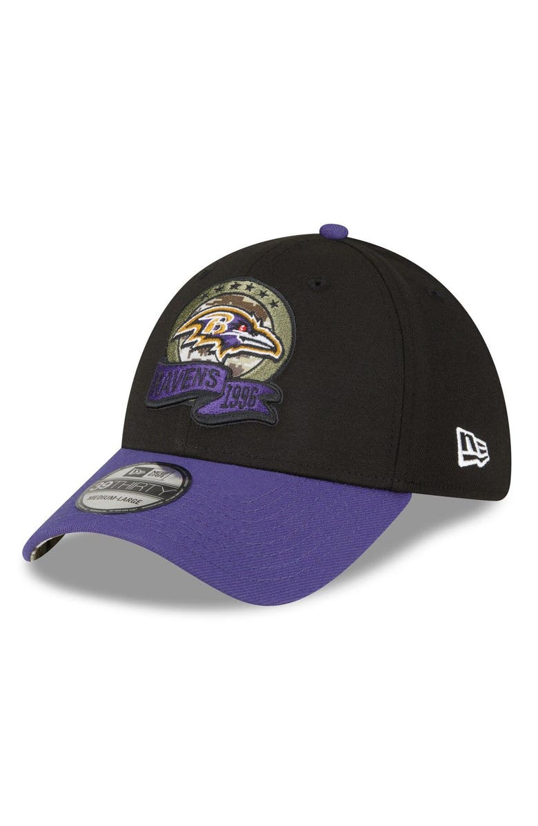 New Era Men's New Era Black/Purple Baltimore Ravens 2022 Salute To Service 39THIRTY Flex Hat, Alternate, color, 