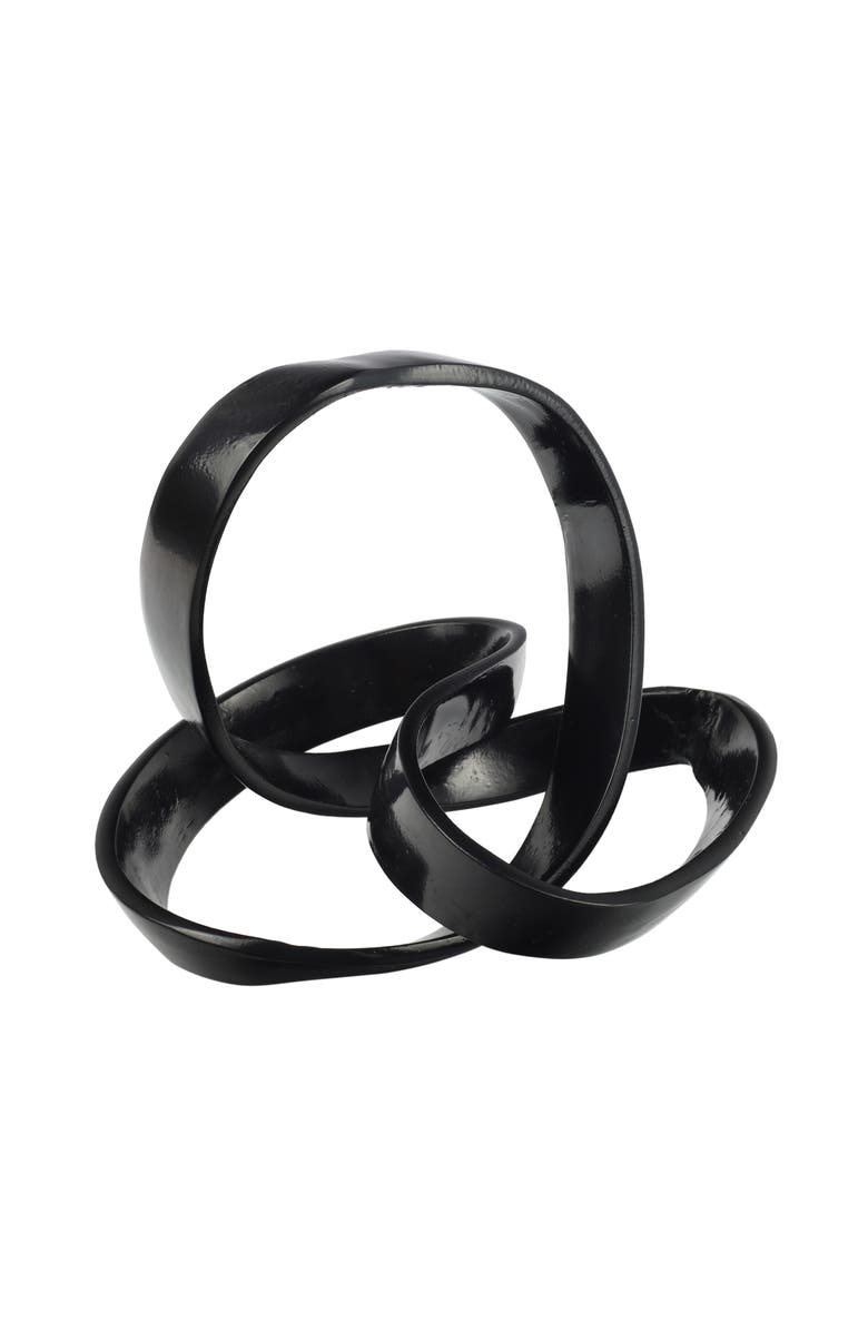 JONATHAN Y Chamberlain 7" Aluminum Abstract Knot Decorative Sculpture, Main, color, Black