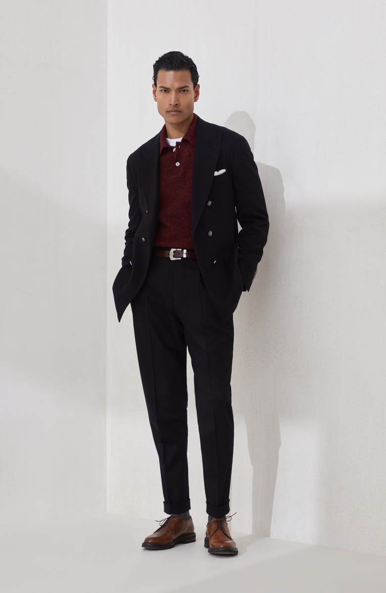 Brunello Cucinelli Flecked polo shirt, Alternate, color, Amaranth