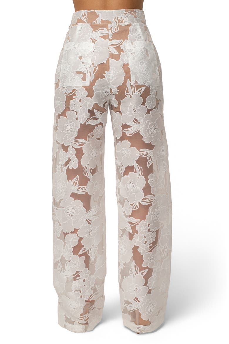 Floral Organza Pants, Alternate, color, IVORY