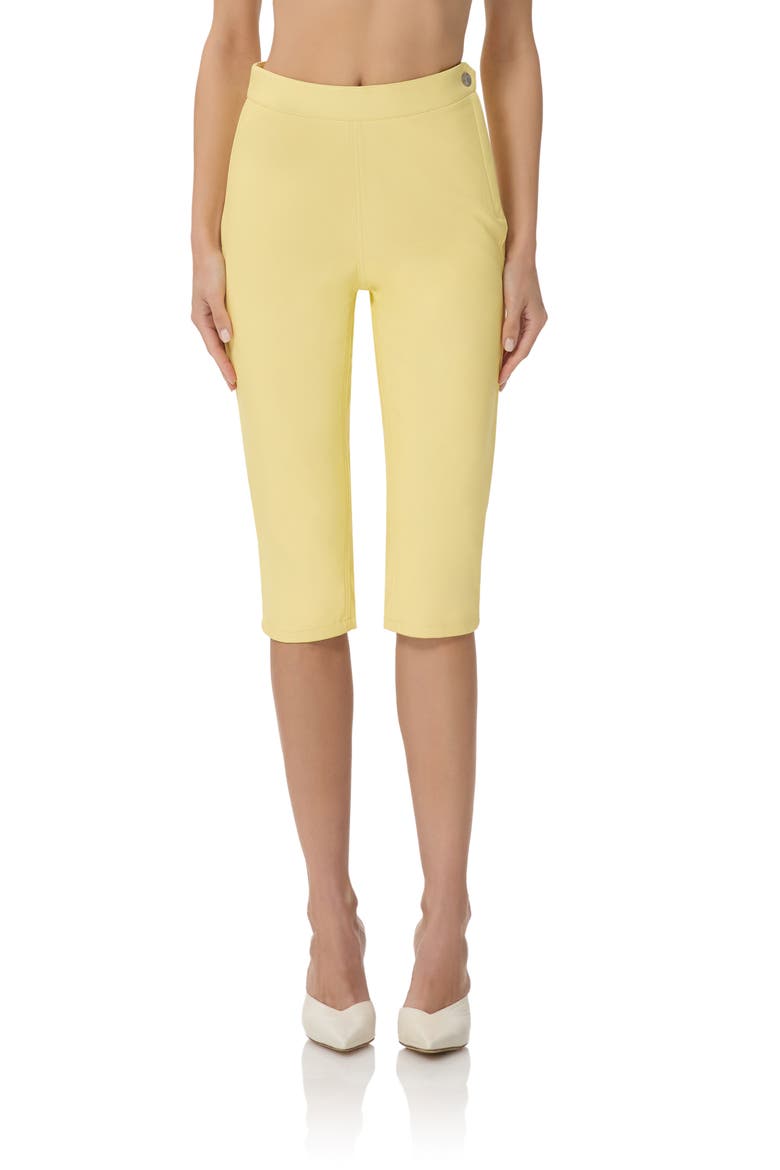 Calla Faux Leather Capri Pants, Main, color, LEMON MERINGUE