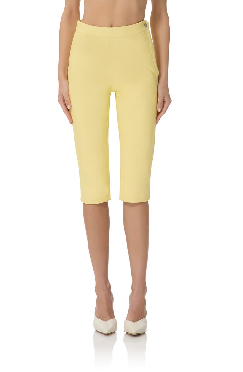 AFRM Calla Faux Leather Capri Pants, Main, color, Lemon Meringue