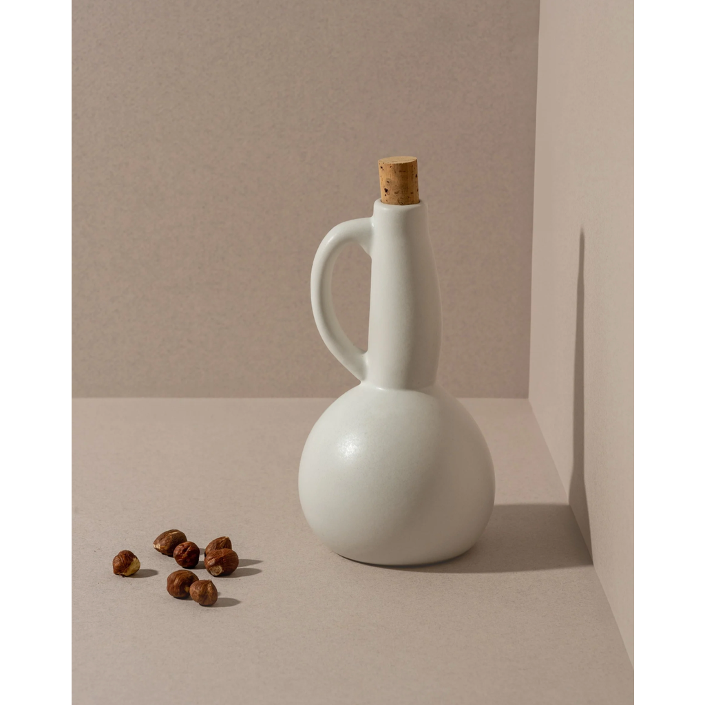 Gharyan Stoneware Stoneware Olive Oil Dispenser | Dadasi 15 oz In White