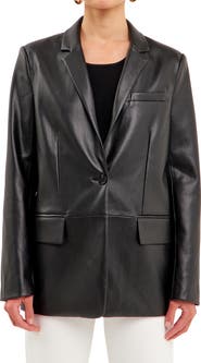 Endless Rose Faux Leather Blazer
