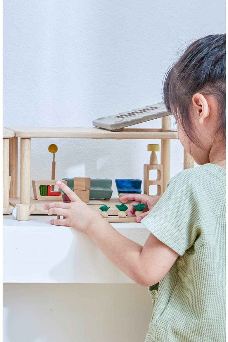 Dollhouse Gathering Flat with Sunroom, Alternate, color, BROWN