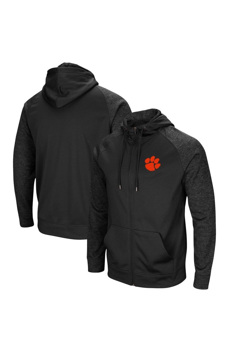 COLOSSEUM Men's Colosseum Black Clemson Tigers Blackout 3.0 Tonal Raglan Full-Zip Hoodie, Main, color,