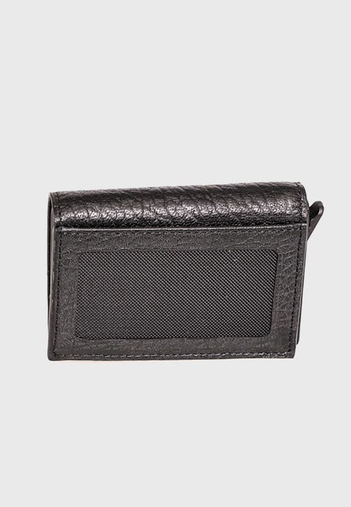 Furniq Uk Genuine Leather Venous Pattern Trifold Card Holder In Black