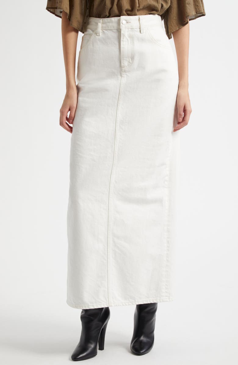 Nili Lotan Ozzy Denim Maxi Skirt, Main, color, Cream