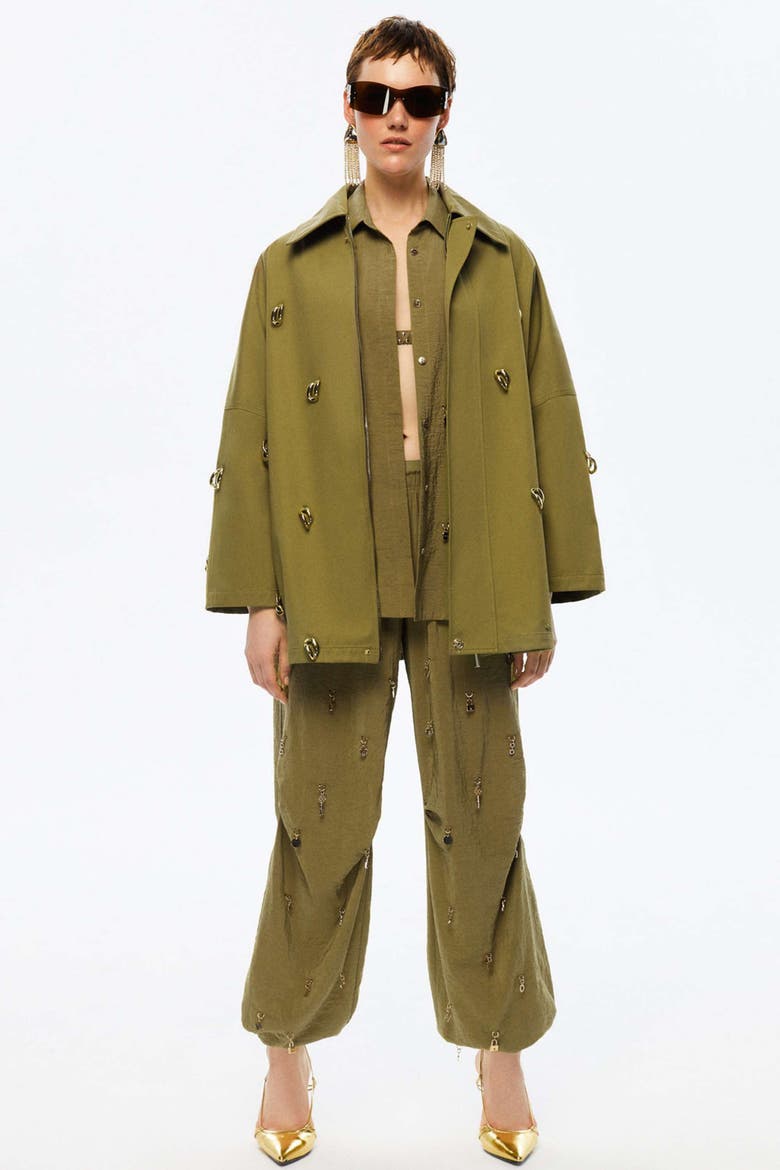 Chained Trench Coat, Alternate, color, Khaki