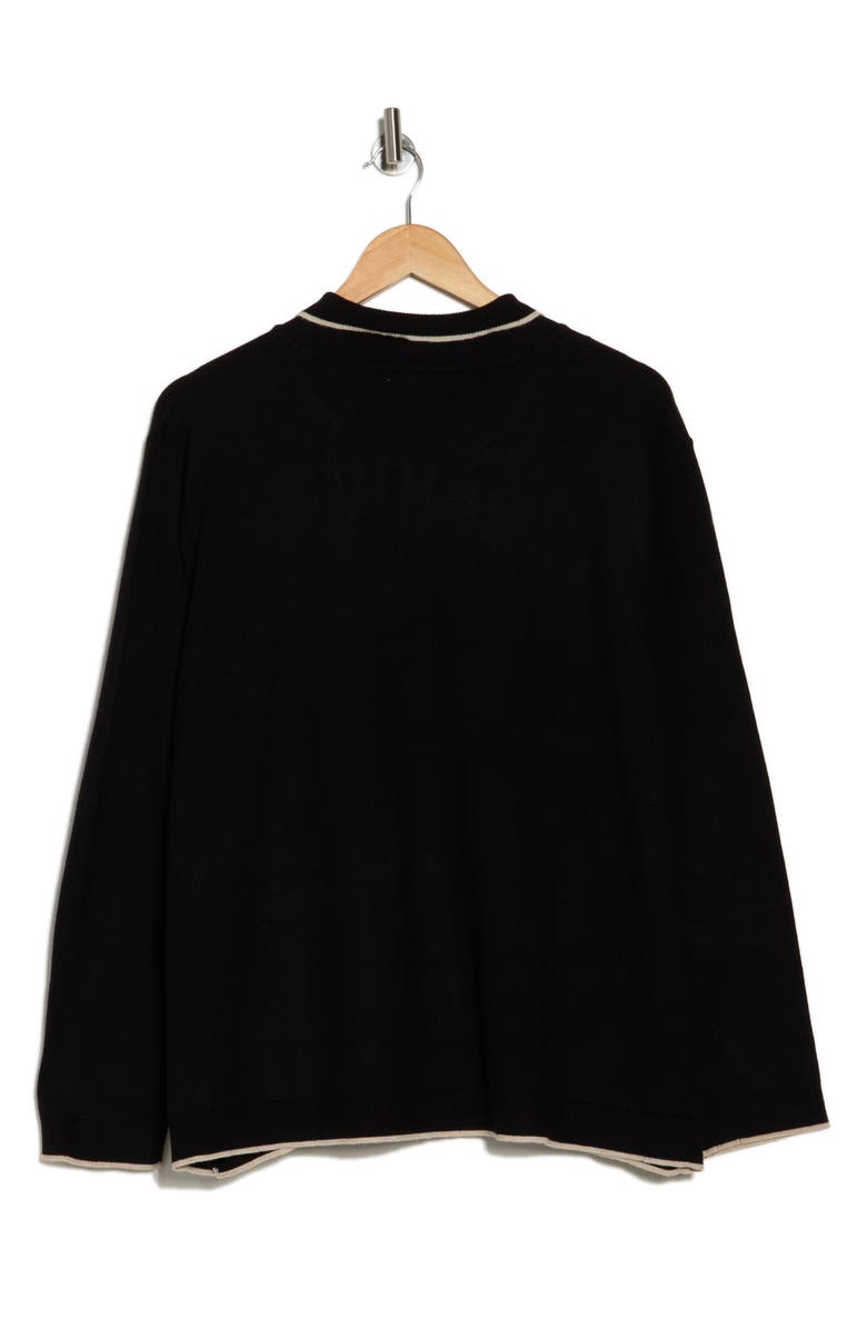 MAX STUDIO Tipped Button Up Polo Sweater, Alternate, color, 