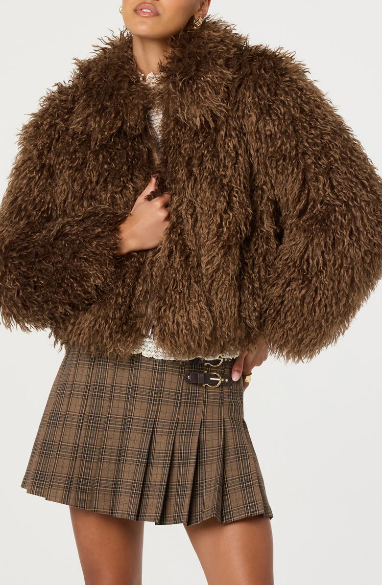 ASTR the Label Kamrath Faux Fur Jacket, Main, color, Brown