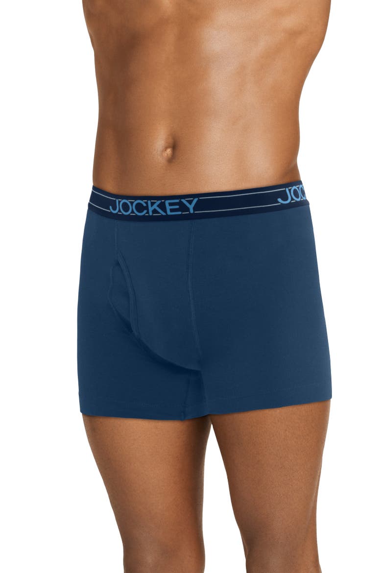Mens Lightweight Cotton Blend 5" Boxer Brief - 4 Pack, Alternate, color, Sparkling Waters/Blue Heaven